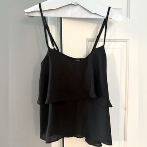 NWT Flowy Spaghetti Stap Black Top - Size Small
